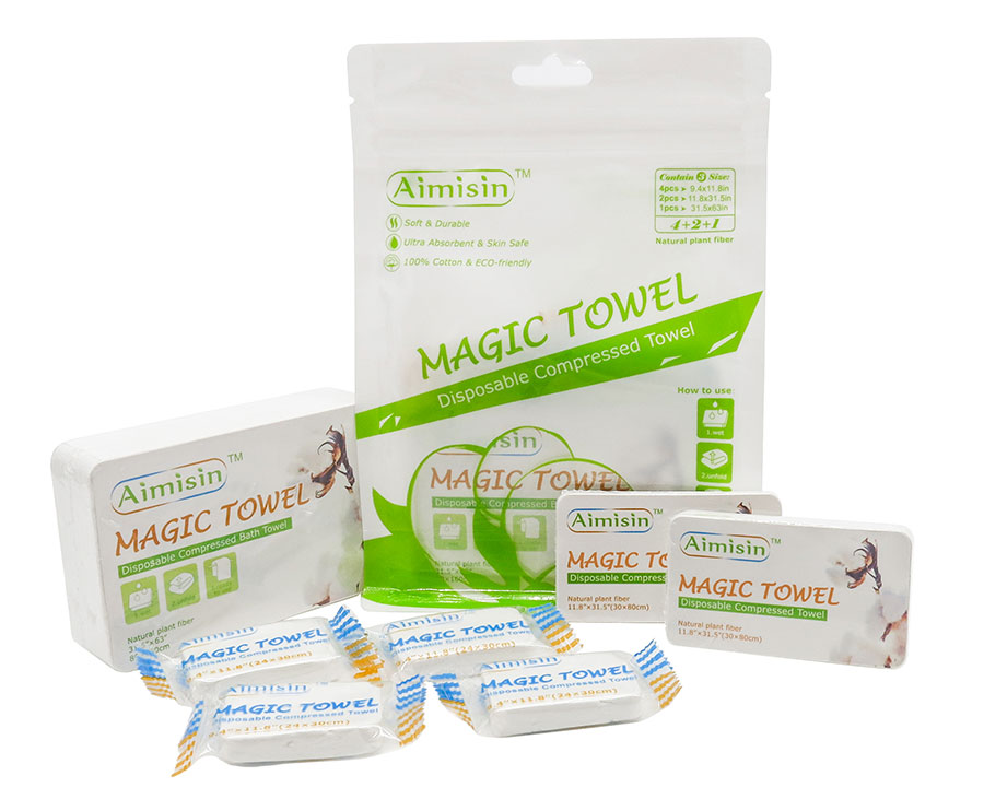Customised compressed magic towels 