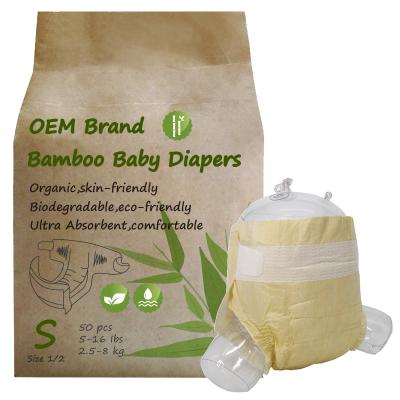 Bio-Bambusgewebe, 100 % biologisch abbaubare Baby-Einwegwindeln, OEM-Hersteller